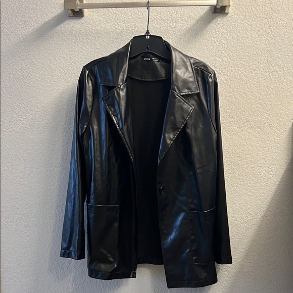 SHEIN Jackets & Blazers - SHEIN Black Faux Leather Blazer